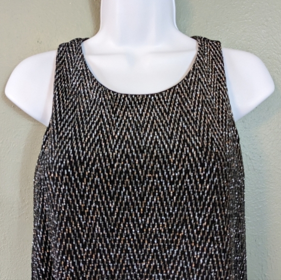 Everly Black Metallic Chevron Shirt Dress Size S - Picture 2 of 7